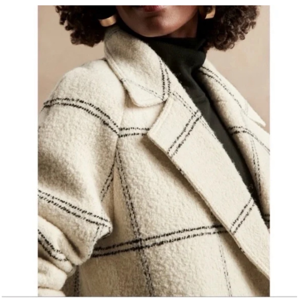 Banana Republic Bouclé Cocoon Wool Oversized Pea Coat in Windowpane Check - Picture 2 of 9